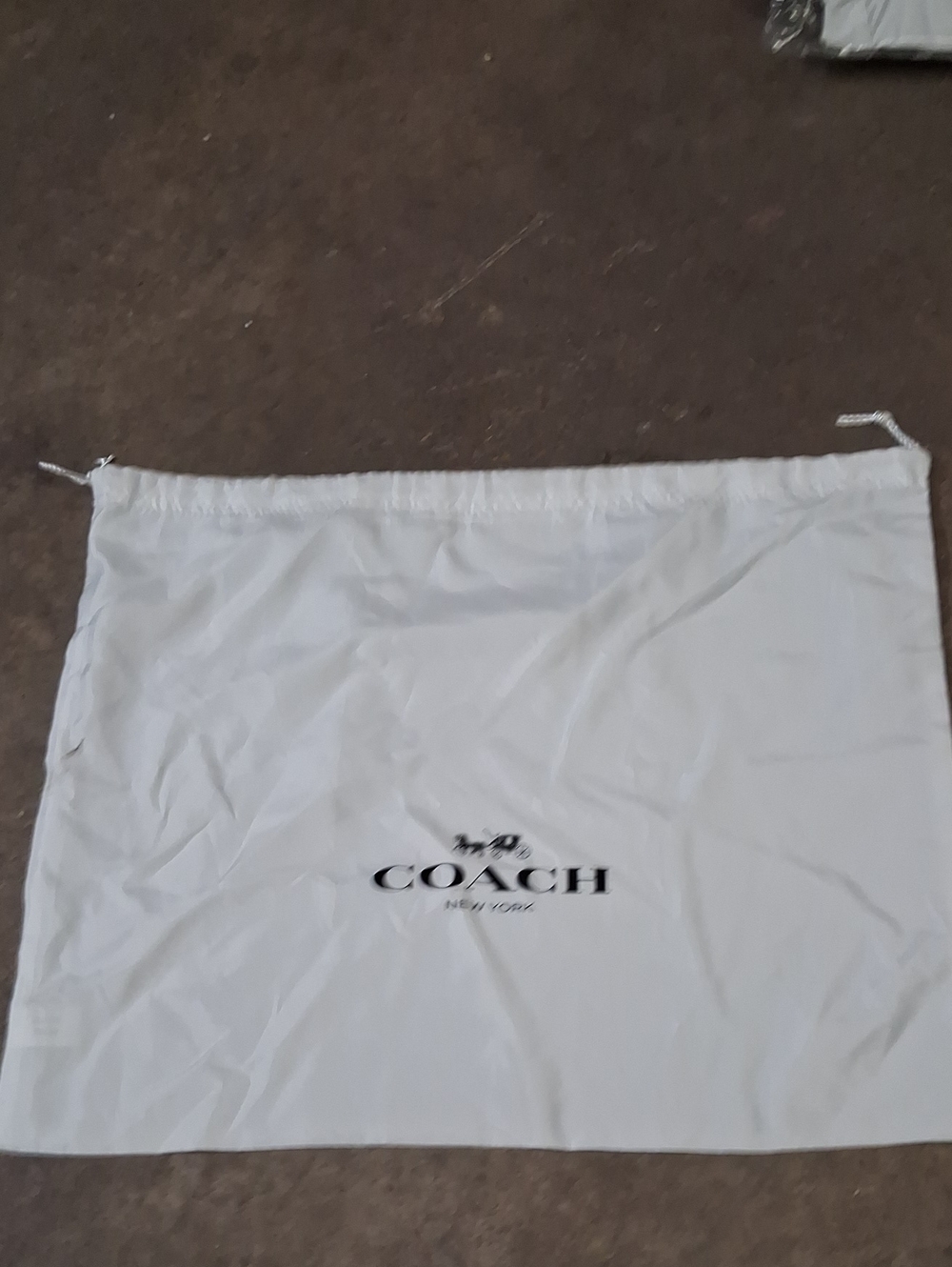 White Coach New York Satin Drawstring Dust Bag